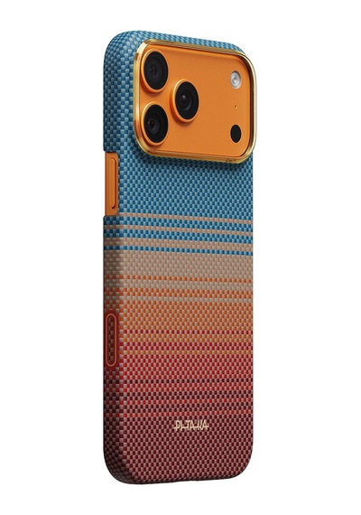 İphone 17 Pro Max Kılıf M-safeli Aramid Fiber Pitaka Sunset 2.0 California Dream Serisi Mavi-kahve Mavi - Kahverengi