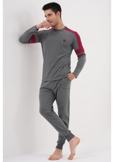 Mecit Pijama Mecit 2990 Erkek Füme Uzun Kollu Pijama Takımı Füme