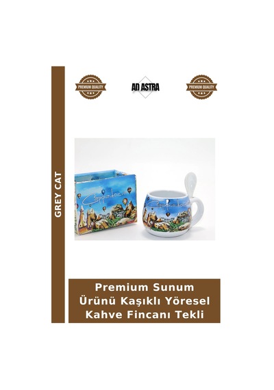 Premium Sunum Ürünü Kaşıklı Yöresel Kahve Fincanı Tekli Çok Renkli