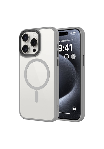 Ardemix Apple iPhone 15 Pro Max Uyumlu Mat Arka Yüzey Wireless Şarj Özellikli Flet Magsafe Titanyum