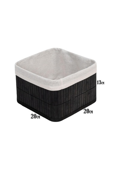 Bambu Çok Amaçlı Saklama Kutusu Düzenleyici Kare Organizer, Dekoratif Bambu Düzenleyici Siyah 20x20x13cm Diğer