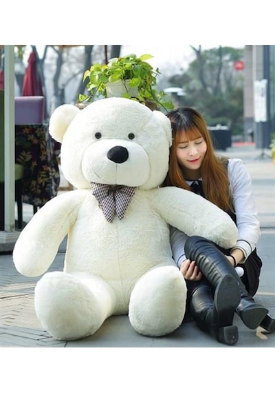 Ritoys 160 Cm Dev Papyonlu Peluş Ayıcık Beyaz
