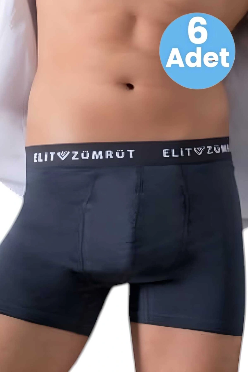 Tezzgelsin Erkek Pamuklu Baklava Lastikli 6'lı Boxer Füme