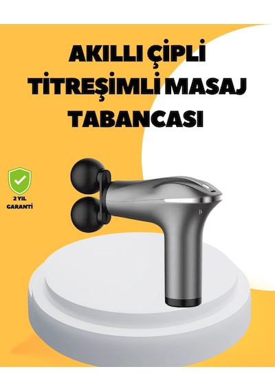 Şarjlı 4 Başlıklı Titreşimli Masaj Aleti Derin Kas Masajı Sporcu Destekli Açık Bej