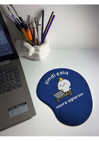 Rakkun Shop - Şimdi Çalış Sonra Ağlarsın Baskılı Bilek Destekli Mouse Pad Lacivert Sku: Zeus8690010123756