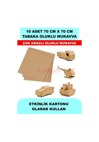 10 Adet 70cm X 70cm Baskısız Tabaka Oluklu Mukavva, Çocuk Etkinlik Kartonu, Maket Kartonu, Kargo Kartonu