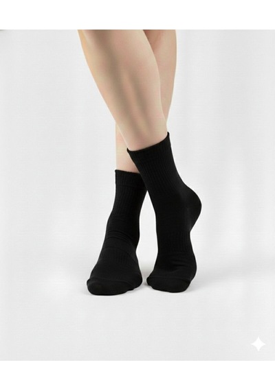 Ozzy Socks Kadın 4 Çift Bambu Lastiksiz Sıkmayan Diabetik Bilek Çorap Siyah