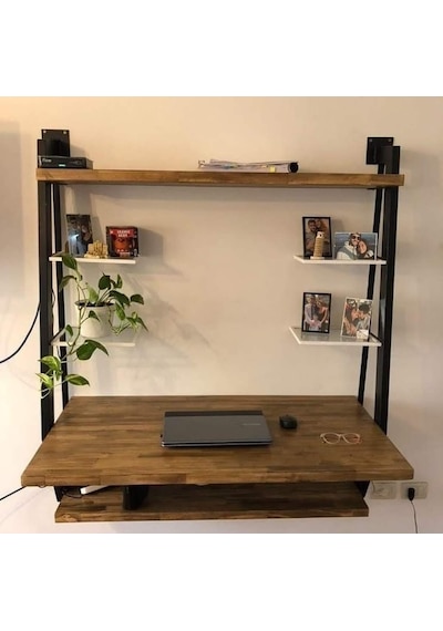 Umutpark Umutpark Metal Ahşap Çalışma Masası. Siyah