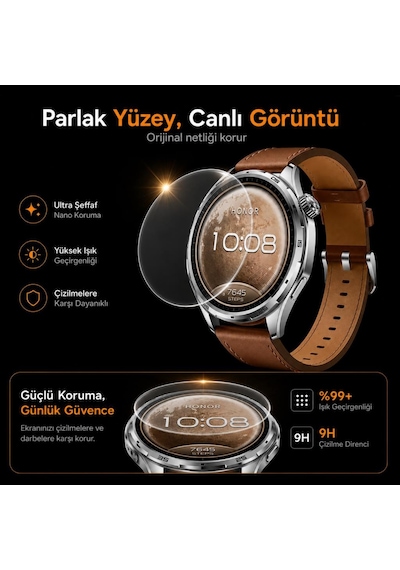 Honor Watch 6 İle Uyumlu Ekran Koruyucu Nano Parlak 2 Adet -