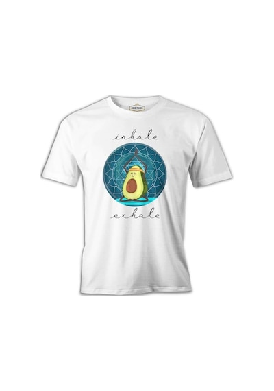 Yoga - Avocado Inhale Beyaz Erkek Tshirt