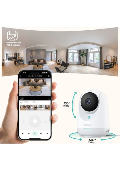 2c Pro Smart Camera - 3k / Tek Tuşla Sesli Arama / 360 Akıllı Güvenlik Kamerası - C222