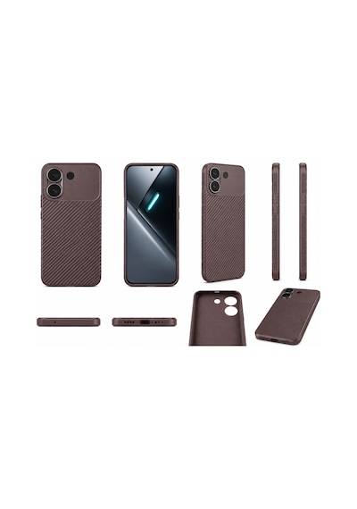 Xiaomi Poco X8 Pro Kılıf Karbon Silikon Case Kahverengi
