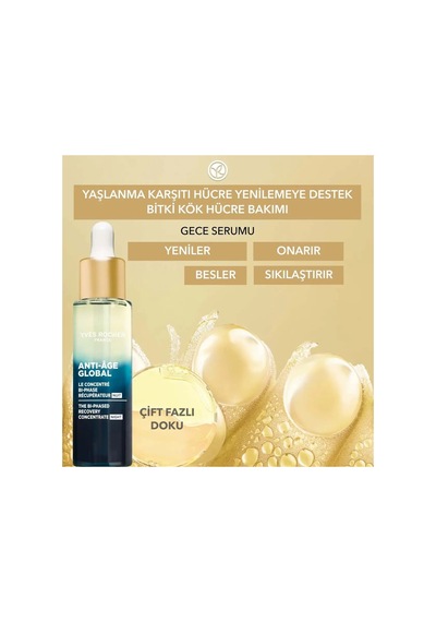 Yves Rocher Gece Serumu-niasinamid&hyaluronik Asit-yaşlanma Karşıtı Bitki Kök Hücre Bakımı Anti Age Global 30 Ml