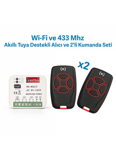 Alpsmart As865s Wi-fi Ve 433 Mhz Akıllı Tuya Destekli Alıcı Ve 2'li Kumanda Seti