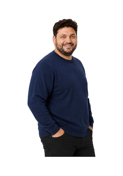 Battalmoda Erkek Büyük Beden Koyu İndigo Bisiklet Yaka Pamuklu Kazak 3xl-4xl-5xl-6xl Koyu Indigo