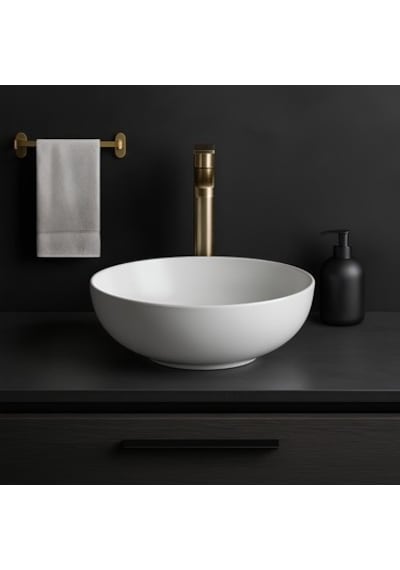 Oval Beyaz Deliksiz Lavabo 42 Cm, Modern Ve Şık Tasarım 508 Yeşil
