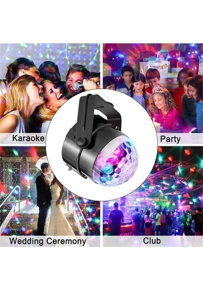 Disko Topu Parti Işıkları 7 Renk Led Usb Girişli Sese Duyarlı Rgb Uzaktan Kumandalı