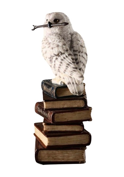 Kitap Yığını Üzerindeki Sihirli Değnekli Hedwig Kar Baykuşu Biblosu / Küçük Boy