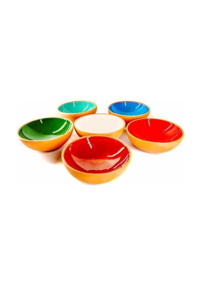 Toprak Sırlı 10cm Kase 6 Lı Takım Karışık Renkli