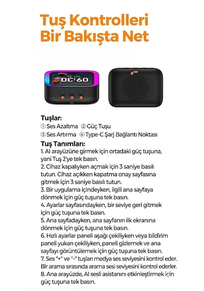 Multifonksiyonel Rgb Aydınlatmalı Yapay Zeka Destekli Eş Zamanlı 21 Dilde Çeviri Yapabilen Alarm Saatli Dijital Fotoğraf Çerçeve Asistan Turuncu
