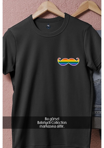Oversize Lgbt Colorss Cep Tasarımlı Unisex T-shirt Siyah