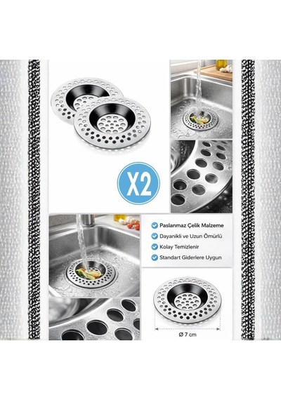 Paslanmaz Metal Lavabo Süzgeci Eviye Süzgeci Paslanamaz Süzgeç 2