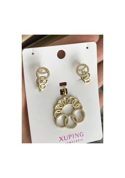 Xupıngx 3'lü Taş Detaylı Set Model Küpe Kararmaz Altın