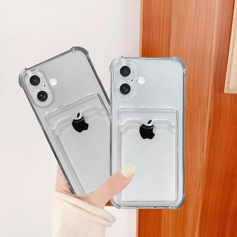 Apple Uyumlu iPhone 17 Kılıf Kartlık Bölmeli Arkası Şeffaf Soft Dayanıklı Kılıf Kapak Şeffaf