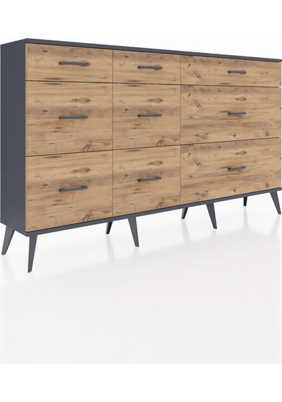 Arges Konsol 9 Çekmeceli 176x30x99 Antrasit-antrasit/çam Antrasıt/atlas Çam - Antrasıt Arges Konsol 9 Çekmeceli 176x30x99 Antrasit-antrasit/çam Antrasıt/atlas Çam - Antrasıt