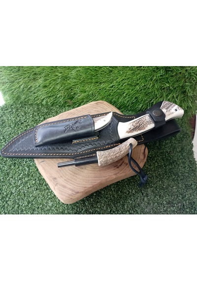 Tctknives El Yapımı Av Kamp Kılıflı Bıçak 003 Kahverengi - Krem
