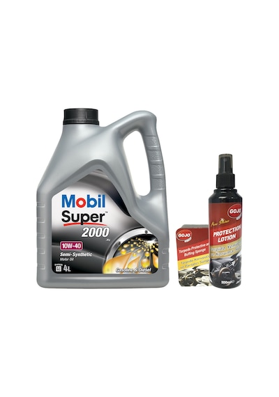 Mobil Super 2000 X1 10W-40 Yarı Sentetik Motor Yağı 4 L + Torpido Süngeri + Torbido Sütü 200 ML