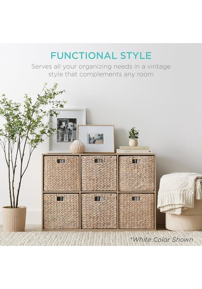 Su Sümbülü Hasır Bambu Rattan Katlanır Sepet Organizer & Çok Amaçlı Kare Düzenleyici 30x30x30