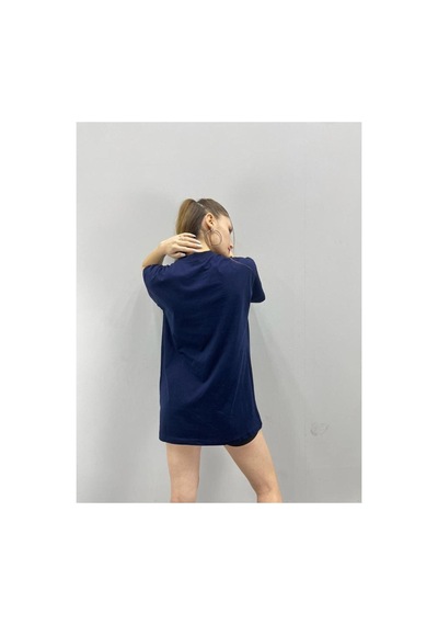 Flood Of Style Unisex Tshirt Lacivert Optımıstıc Baskılı Sevgili Çift Kombini 2 'li Set
