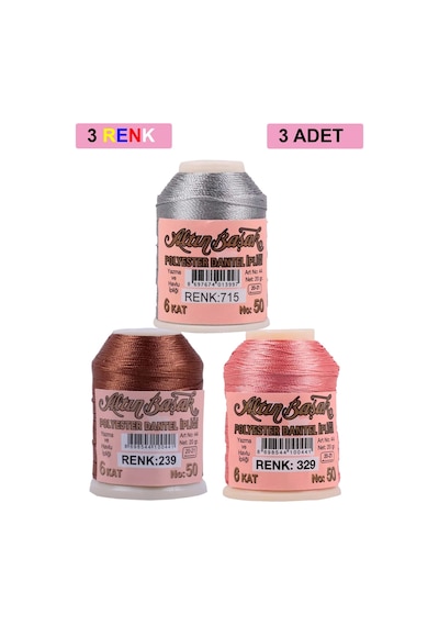 3 Adet Altınbaşak Oya Ve Dantel İpi 20 Gr - Royaleks - No: 239 -
