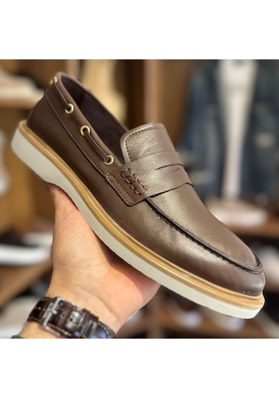 Alza %100 Hakiki Deri Erkek Loafer Günlük Rahat Ve Şık Ayakkabı - Kahverengi