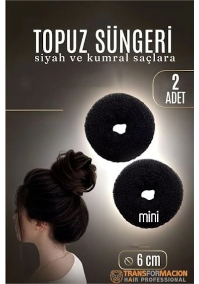 Mey İthalat Siyah Mini Saç Topuz Süngeri 2 Adet 6 Cm Çap 2.5 Cm Kalınlık 721884