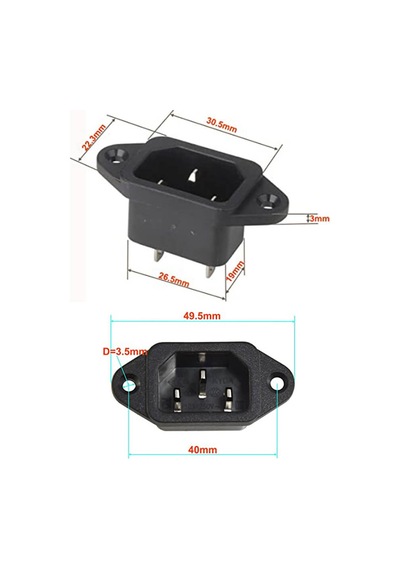 Devredünyası Ic-212 C14 Power Soket Erkek Kulaklı 220V Lehim Tip - 5 Adet