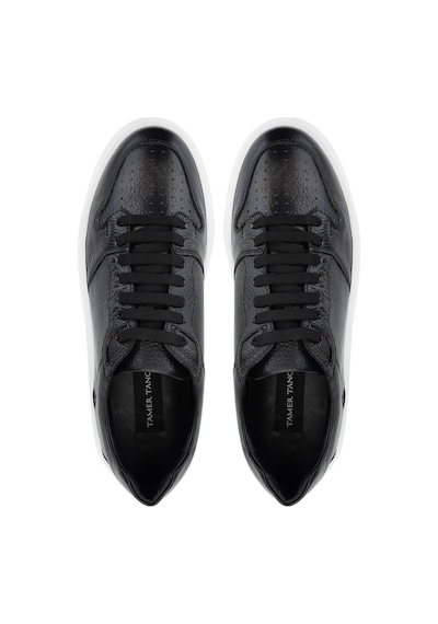 Tamer Tanca Erkek Hakiki Deri Siyah Sneakers & Spor Ayakkabı 1093 054 Erk Ayk Y25 Sıyah Alk Siyah
