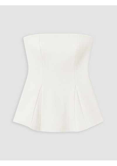 Lcw Vision Beyaz Straplez Yaka Peplum Korse Bluz