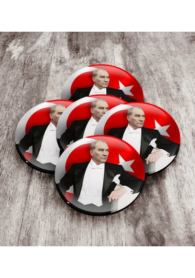 Bk Gift Atatürk Ahşap Rozet 5 Adet 1