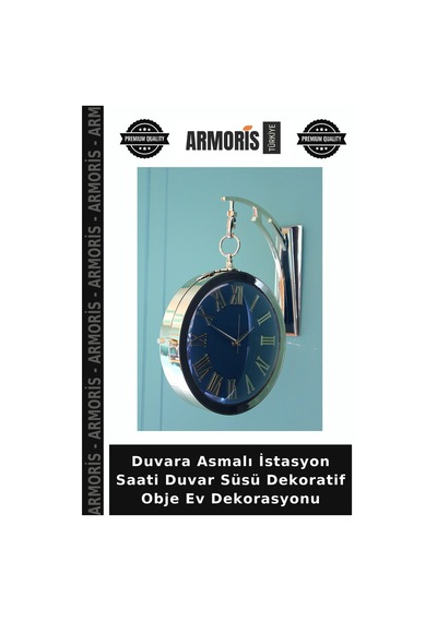 Duvara Asmalı İstasyon Saati Duvar Süsü Dekoratif Obje Ev Dekorasyonu Diğer