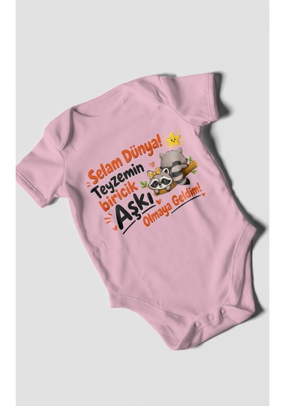 Morivokids Teyzeye Özel Kısa Kollu Bebek Body %100 Pamuk Zbn189-kk Koyu Pembe