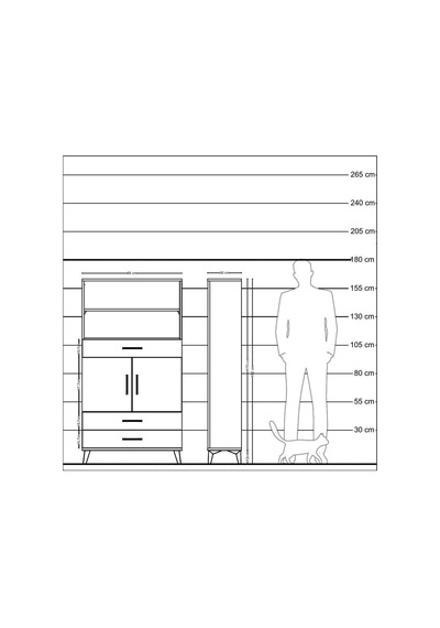 Arges Dolap 4 Raflı 3 Çekmeceli 2 Kapaklı 88x30x163 Aytaşı-antrasit Aytası