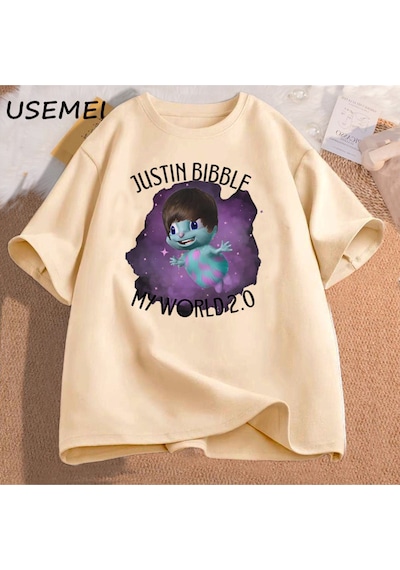 Flood Of Style Justin Bibble Benim Dünya Grafik T-shirt Bibbletopia Pamuk T Shirt Erkekler Baskılı Yüksek Ka Haki