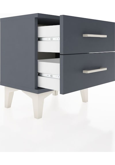 Arges Komodin 2 Çekmeceli 44x30x48 Antrasit-antrasit Antrasit
