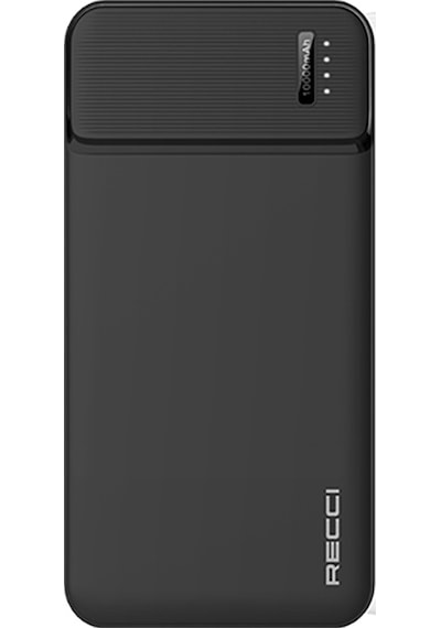 Recci Rpb-n16c Ultra İnce Hızlı Şarj Özellikli Led Işık Göstergeli Wireless Powerbank 10000mah Siyah Siyah