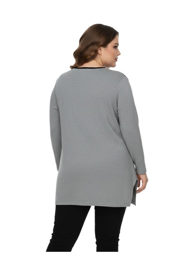 Kadın Yumoş Taşlı Baskılı Tunik Bgl-st05070 Gri