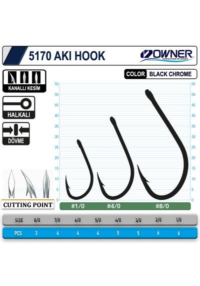Owner 5170 Aki Hook Black Chrome İğne No 2/0