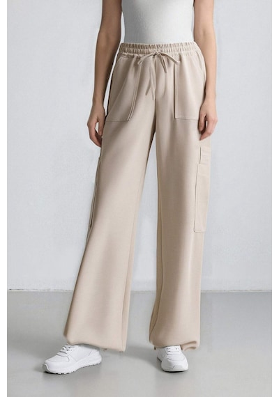 DeFacto Coool Wide Leg Geniş Paça Keten Karışımlı Pantolon Kargo Cepli Yüksek Bel C0964AX24SMBG155