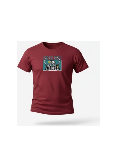 Urbantrendstore Unisex Sonsuza Kadar Funny Eğlenceli Oversize Fit Rahat Geniş Salaş T-shirt Günlük Tişört Bordo